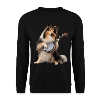 Shetland Sheepdogs Dog Bluegrass Banjo Player - Unisex Sweatshirt - black - Front - Alina (178cm) & Michal (187cm)