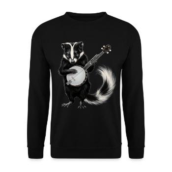 Stinktier Bluegrass Banjo Spieler - Unisex Pullover - Schwarz - Vorne - Alina (178cm) & Michal (187cm)