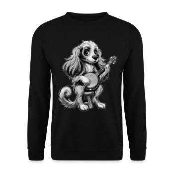Springer Spaniel Chien Joueur de banjo Bluegrass - Sweat-shirt Unisexe - noir - Devant - Alina (178cm) & Michal (187cm)