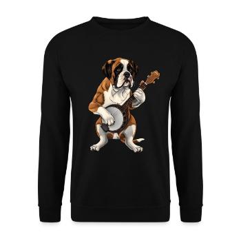 St. Bernard Dog Joueur de banjo bluegrass - Sweat-shirt Unisexe - noir - Devant - Alina (178cm) & Michal (187cm)