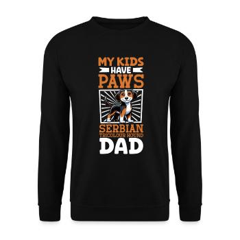 Dreifarbiger Serbischer Laufhund Papa - Unisex Pullover - Schwarz - Vorne - Alina (178cm) & Michal (187cm)