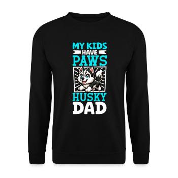 Sibirischer Husky Papa - Unisex Pullover - Schwarz - Vorne - Alina (178cm) & Michal (187cm)