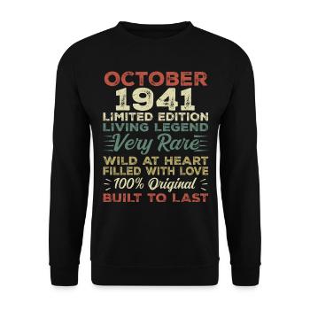 1941 Oktober 1941 Geburtstag Oktober 1941 Original - Unisex Pullover - Schwarz - Vorne - Alina (178cm) & Michal (187cm)