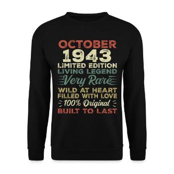 1943 October 1943 birthday October 1943 Original - Unisex Sweatshirt - black - Front - Alina (178cm) & Michal (187cm)