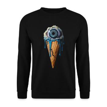 Weirdcore Aesthetic Human Eyeball Ice Cream - Unisex Sweatshirt - black - Front - Alina (178cm) & Michal (187cm)