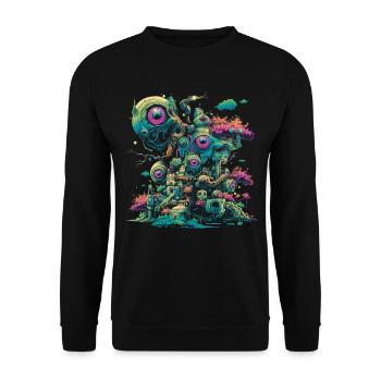 Weirdcore Aesthetic Eyes Eyeball Machines Drea - Unisex Sweatshirt - black - Front - Alina (178cm) & Michal (187cm)