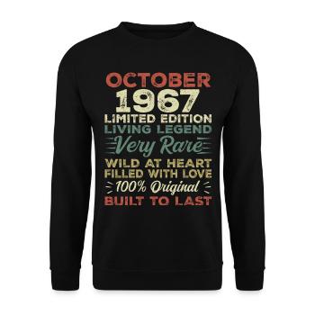 1967 Octobre 1967 Anniversaire Octobre 1967 Original - Sweat-shirt Unisexe - noir - Devant - Alina (178cm) & Michal (187cm)