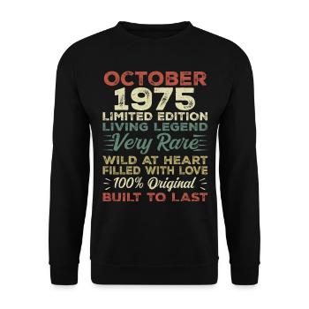 1975 Octobre 1975 Anniversaire Octobre 1975 Original - Sweat-shirt Unisexe - noir - Devant - Alina (178cm) & Michal (187cm)