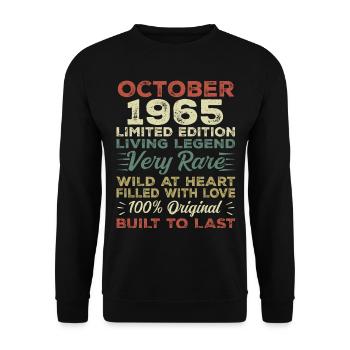 1965 October 1965 birthday October 1965 Original - Unisex Sweatshirt - black - Front - Alina (178cm) & Michal (187cm)