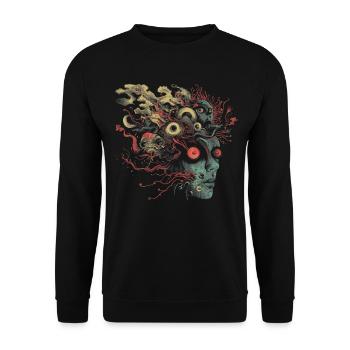 Weirdcore Aesthetics Weird Woman Face Dreamcore Au - Unisex Sweatshirt - black - Front - Alina (178cm) & Michal (187cm)
