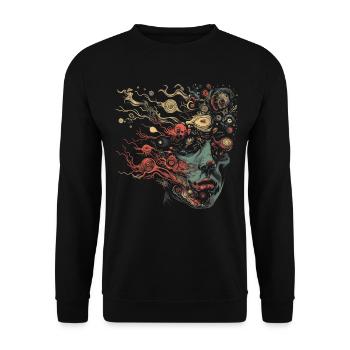 Esthétique Weirdcore Femme Bizarre Visage Dreamcore - Sweat-shirt Unisexe - noir - Devant - Alina (178cm) & Michal (187cm)