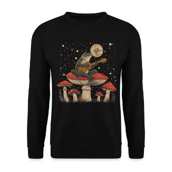 Cottagecore Aesthetic Frog Playing Guitar Pil - Unisex Sweatshirt - black - Front - Alina (178cm) & Michal (187cm)