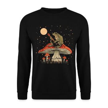 Cottagecore Aesthetic Frog Playing Guitar Pil - Unisex Sweatshirt - black - Front - Alina (178cm) & Michal (187cm)