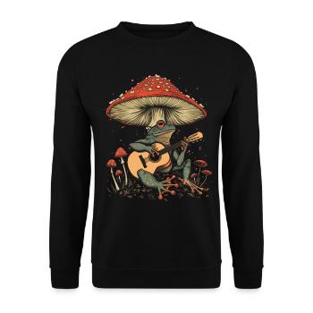 Cottagecore Aesthetic Frog Guitar Mushroom Goblin - Unisex Sweatshirt - black - Front - Alina (178cm) & Michal (187cm)