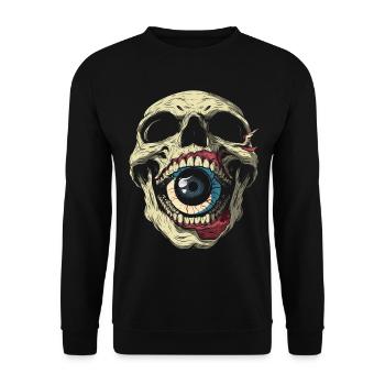 Weirdcore Aesthetic Skull Eyeball Creepy S - Unisex Sweatshirt - black - Front - Alina (178cm) & Michal (187cm)