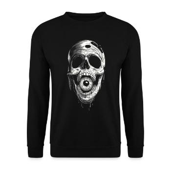 Weirdcore Aesthetic Skull Eyeball Creepy S - Unisex Sweatshirt - black - Front - Alina (178cm) & Michal (187cm)