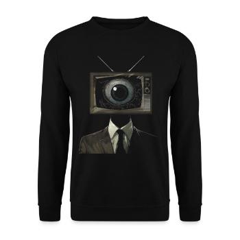 Weirdcore Aesthetics TV Man Eyeball Grunge Strands - Unisex Sweatshirt - black - Front - Alina (178cm) & Michal (187cm)