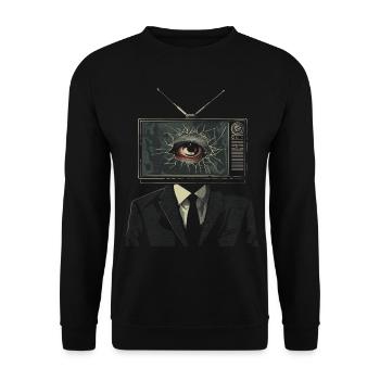 Weirdcore Aesthetics TV Man Eyeball Grunge Strands - Unisex Sweatshirt - black - Front - Alina (178cm) & Michal (187cm)