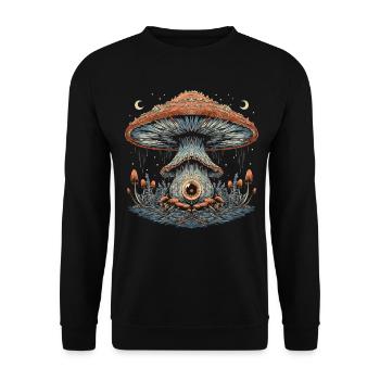 Cottagecore Weirdcore Aesthetic Mushroom Eyeball Mon - Unisex Sweatshirt - black - Front - Alina (178cm) & Michal (187cm)