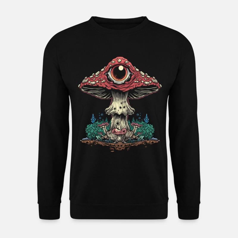 Cottagecore Weirdcore Aesthetic Mushroom Eyeball C - Unisex Sweatshirt - black