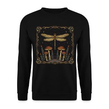 Cottagecore Aesthetic Dragonfly Mushroom Witchy Floral - Unisex Sweatshirt - black - Front - Alina (178cm) & Michal (187cm)