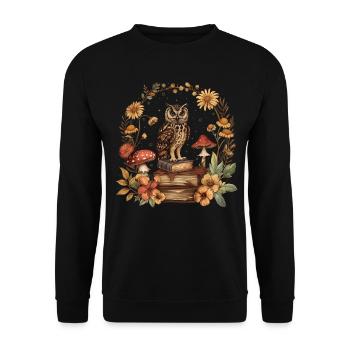 Cottagecore esthétique hibou livres champignon sorcière fl - Sweat-shirt Unisexe - noir - Devant - Alina (178cm) & Michal (187cm)