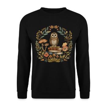 Cottagecore esthétique hibou livres champignon flore - Sweat-shirt Unisexe - noir - Devant - Alina (178cm) & Michal (187cm)