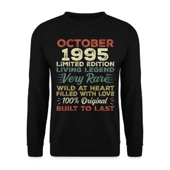 1995 Octobre 1995 Anniversaire Octobre 1995 Original - Sweat-shirt Unisexe - noir - Devant - Alina (178cm) & Michal (187cm)