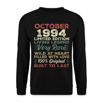 1994 October 1994 birthday October 1994 Original - Unisex Sweatshirt - black - Front - Alina (178cm) & Michal (187cm)