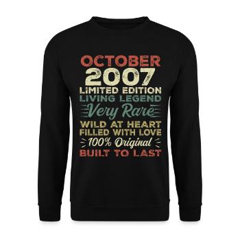 2007 Oktober 2007 Geburtstag Oktober 2007 Original - Unisex Pullover - Schwarz - Vorne - Alina (178cm) & Michal (187cm)