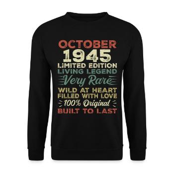 1945 October 1945 Birthday October 1945 Original - Unisex Sweatshirt - black - Front - Alina (178cm) & Michal (187cm)