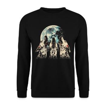 Dalmatiner Hund Heulender Mond - Unisex Pullover - Schwarz - Vorne - Alina (178cm) & Michal (187cm)