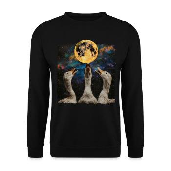 Canards Ferme Animal Fermier Lune Hurlante - Sweat-shirt Unisexe - noir - Devant - Alina (178cm) & Michal (187cm)