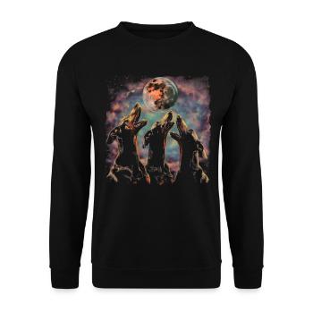 Doberman Dog Howling Moon - Unisex Sweatshirt - black - Front - Alina (178cm) & Michal (187cm)