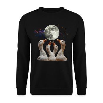 Canards Ferme Animal Fermier Lune Hurlante - Sweat-shirt Unisexe - noir - Devant - Alina (178cm) & Michal (187cm)