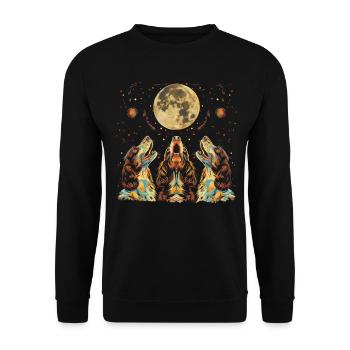 English Springer Spaniel Hund Heulender Mond - Unisex Pullover - Schwarz - Vorne - Alina (178cm) & Michal (187cm)