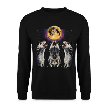 Ferret Pet Howling Moon - Unisex Sweatshirt - black - Front - Alina (178cm) & Michal (187cm)