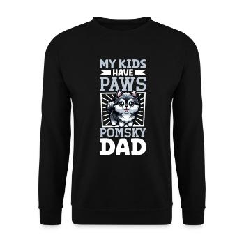 Pomsky Papa - Unisex Pullover - Schwarz - Vorne - Alina (178cm) & Michal (187cm)
