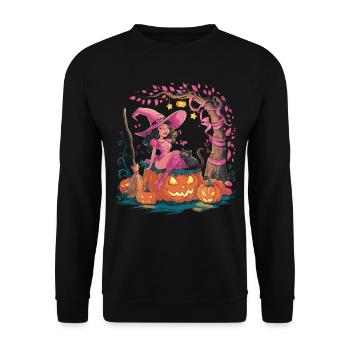 Pretty In Pink Wicked With Pumpkins für Frauen - Unisex Pullover - Schwarz - Vorne - Alina (178cm) & Michal (187cm)