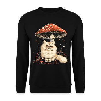 Cottagecore Ästhetische Perserkatze Pilz Witchy Fl - Unisex Pullover - Schwarz - Vorne - Alina (178cm) & Michal (187cm)