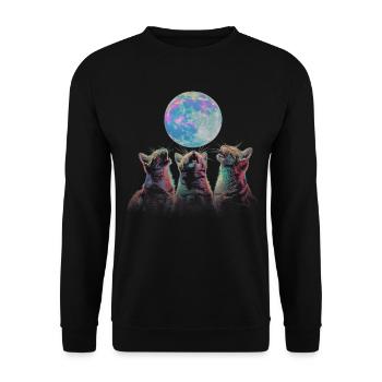 Chat américain à poil court Lune hurlante - Sweat-shirt Unisexe - noir - Devant - Alina (178cm) & Michal (187cm)