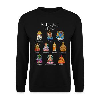 Bodhisattvas - Buddhistische Götter - Unisex Pullover - Schwarz - Vorne - Alina (178cm) & Michal (187cm)