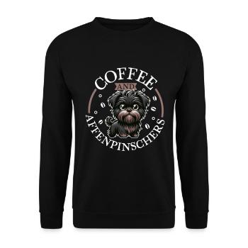 Café et Affenpinscher - Sweat-shirt Unisexe - noir - Devant - Alina (178cm) & Michal (187cm)