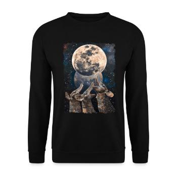Gürteltier Tier Heulender Mond - Unisex Pullover - Schwarz - Vorne - Alina (178cm) & Michal (187cm)