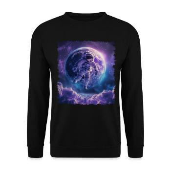 Astronaute Lune flottante de l’espace - Sweat-shirt Unisexe - noir - Devant - Alina (178cm) & Michal (187cm)