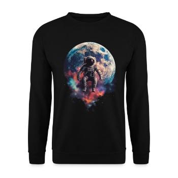 Astronaut Weltraum Schwebender Mond - Unisex Pullover - Schwarz - Vorne - Alina (178cm) & Michal (187cm)