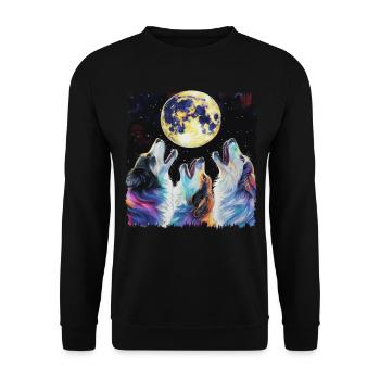 Chien de berger australien Lune hurlante - Sweat-shirt Unisexe - noir - Devant - Alina (178cm) & Michal (187cm)