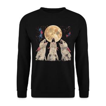 Axolotl-Amphibie Heulender Mond - Unisex Pullover - Schwarz - Vorne - Alina (178cm) & Michal (187cm)
