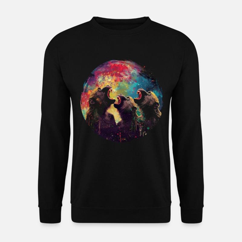 Baboon Monkey Howling Moon - Unisex Sweatshirt - black