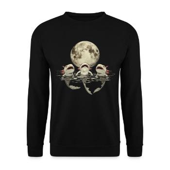 Axolotl-Amphibie Heulender Mond - Unisex Pullover - Schwarz - Vorne - Alina (178cm) & Michal (187cm)